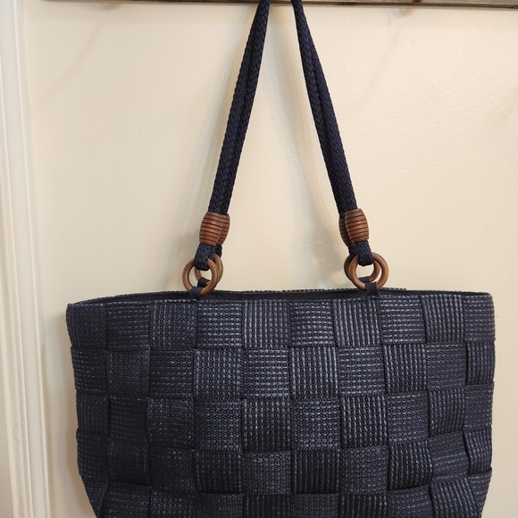 Navy Woven Tote Bag [16 Inch/4 Inch/10in] - Picture 8 of 12